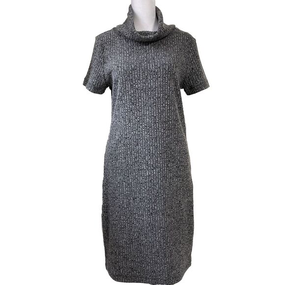Lark & Ro Dresses & Skirts - Lark and Ro Sweater Dress Knit Ribbed Short Sleeve Cowl Neck Large New w/o Tag
